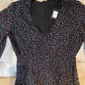 Maje Black and Blue Patterned Maxi Dress